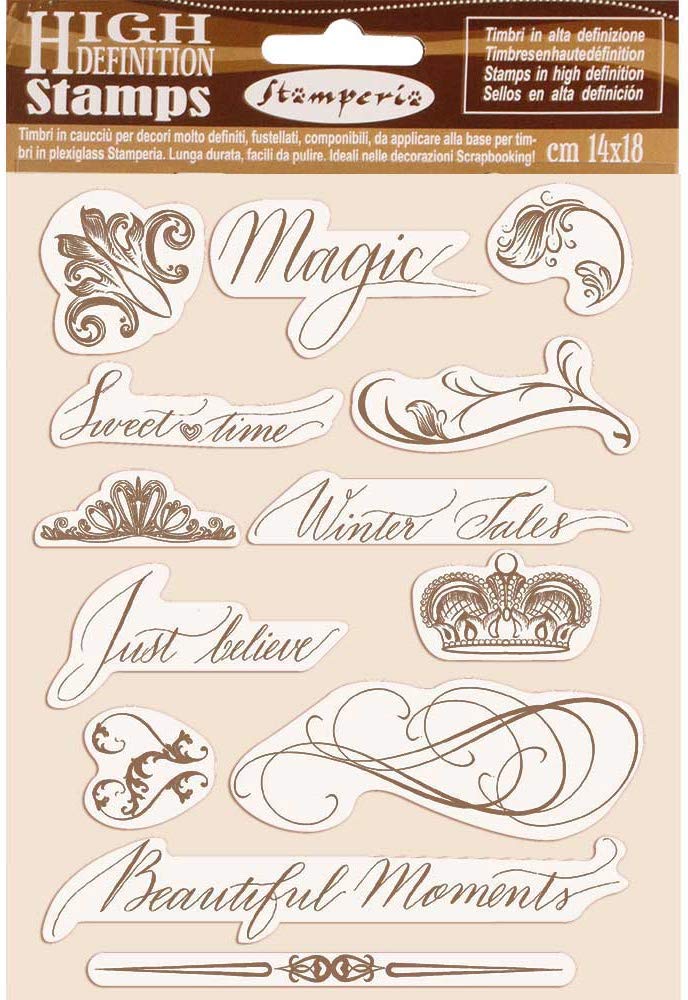 STAMPERIA INTL Stamperia-High Definition Natural Rubber Stamp-Beautiful Moments, 14 x 18 cm Set