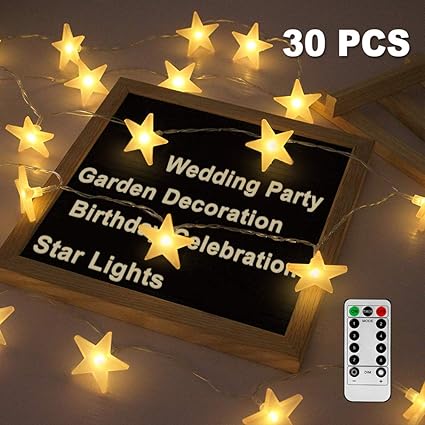 Led Lichterkette Sterne, Nasharia Lichterketten 8 Modi 30er Sterne 5M Länge LED Lichterkette mit USB Port Ladung und Batteriebetrieben Warmweiß Lichterketten für Zimmer, Innenbeleuchtung, Weihnachten