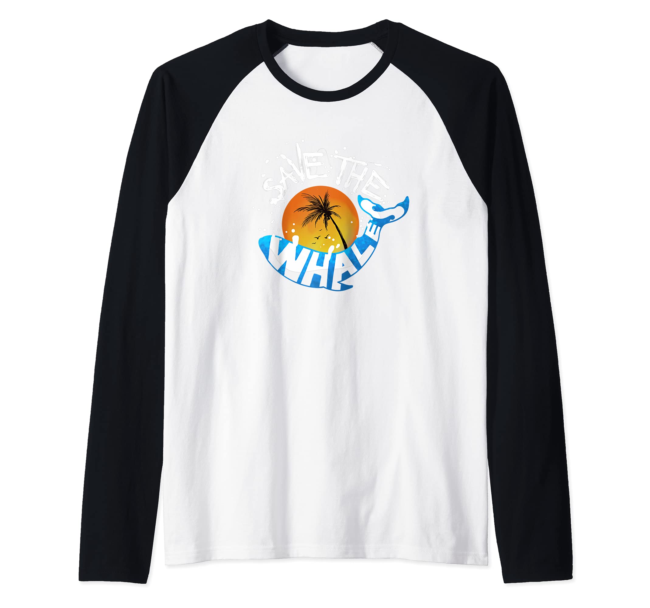 Save The Whales Orca And Killer Whale Raglan Baseball Tee