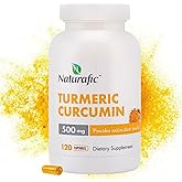 Turmeric Curcumin with Piperine Capsules - 500mg per Capsule,120 Count - Supplement with Black Pepper for Enhanced Absorption Non-GMO, Gluten-Free