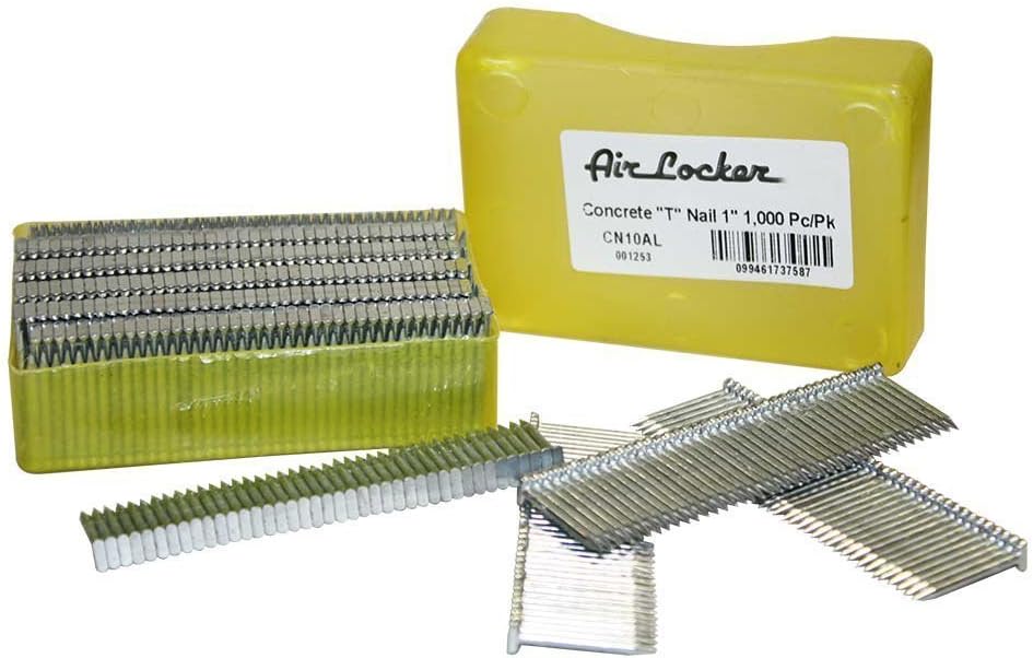 Air Locker CN10AL 14 Gauge Concrete T-Nails for Concrete Nailers 1 Inch Smooth Shank (1000 per Pack) - Air Nailer Accessories - 