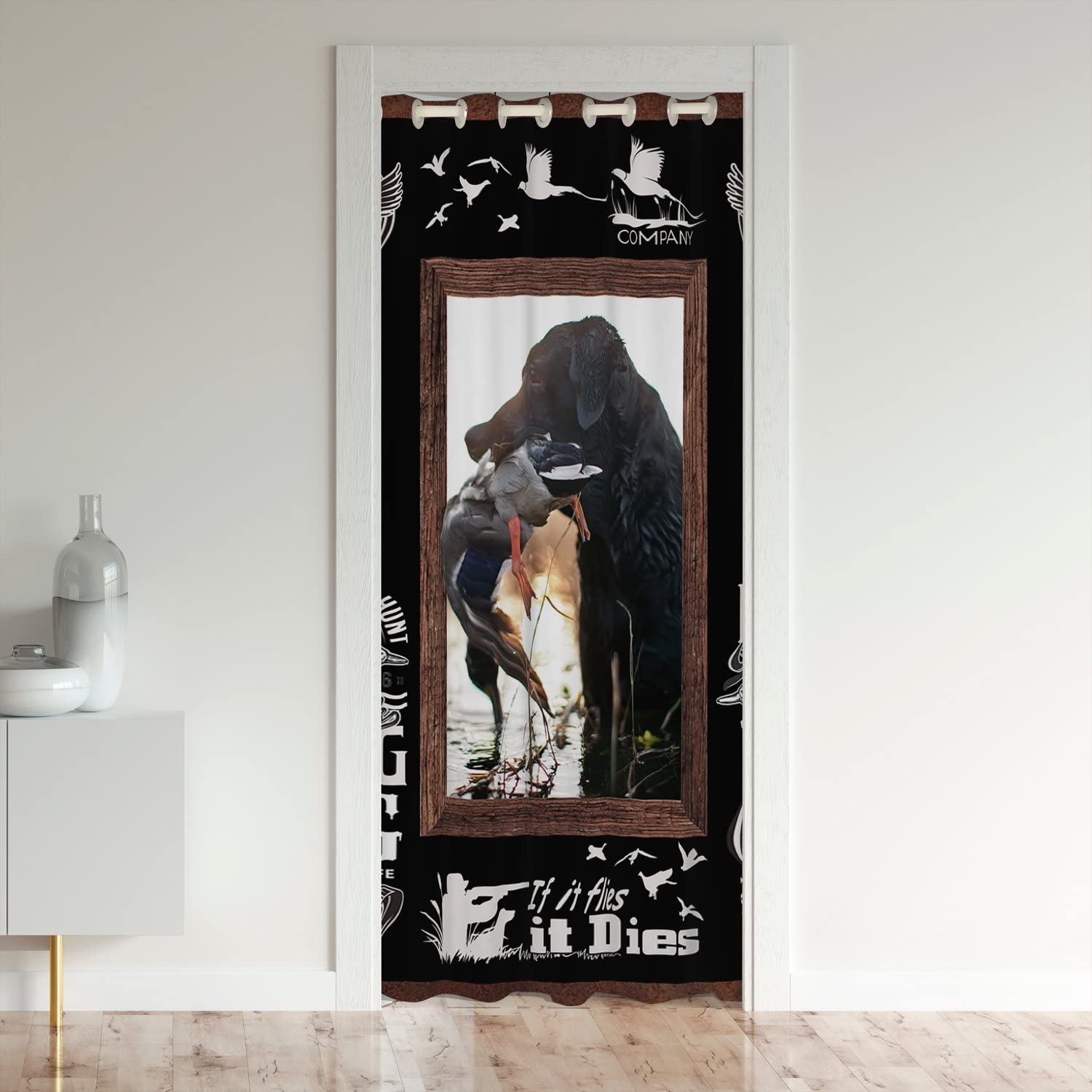 Loussiesd Dog Duck Hunting Door Curtain for Doorway Privacy - Wild Animals Closet Door Cover - Bedroom Dog Hunter - 30%-50% Room Darkening Blackout Insulated Thermal Curtain - 106x203cm - 1 Panel