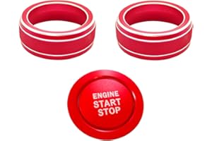 Ferianl Air Conditioning Knob Covers, Push Start Button Cover Trim Ring,Aluminum Alloy Volume Controller Knob Cover Trim Set 