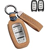YINEOR Key Fob Cover Leather Car Key Case Keychain Fob Holder Compatible with Chrysler Voyager Pacifica Touring Limited 2017-2024 (CRL-Brown)