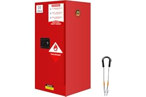 PXVWA 12 Gallon Flammable Storage Cabinet,18.11'' x 18.11'' x 35.6'' Explosion Proof Cabinet, Adjustable Shelf Flammables Storage Cabinets for Gasoline, Alcohol, Flammable Liquids (12Gal-RED)