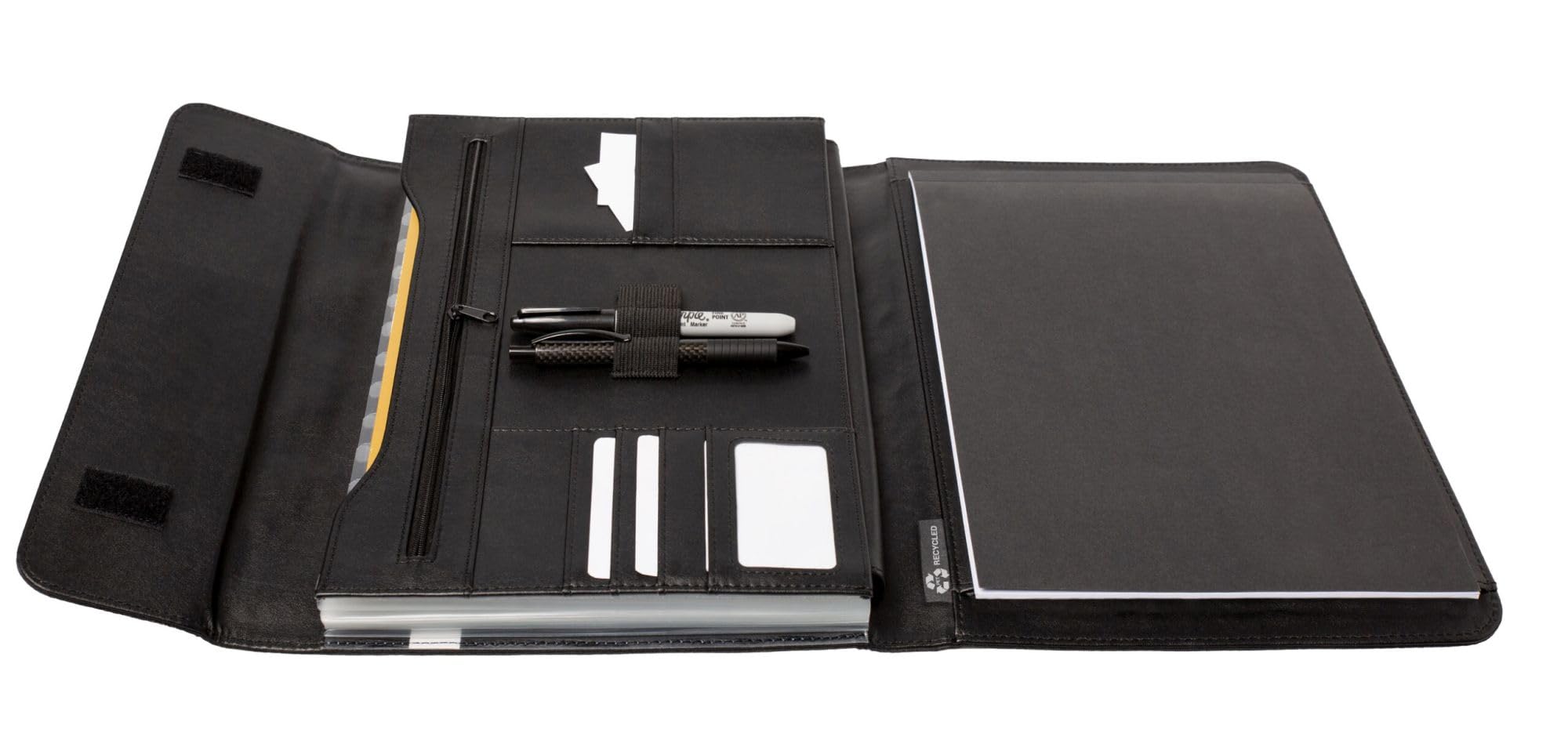 Alassio 46223 RPET Stop Ocean Plastic Expanding Folder A4 with 13 Compartments Nylon and Leather Meeting Folder with Notepad Approx. 36.5 x 29 x 4 cm Anthracite