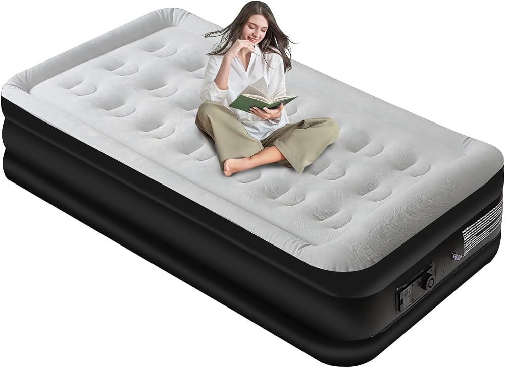 Panana Single Air Bed with Built-in Pump 196x97x47cm Flocked Top
