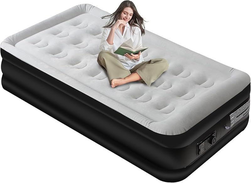 Panana Single Air Bed with Built-in Pump 196x97x47cm Flocked Top