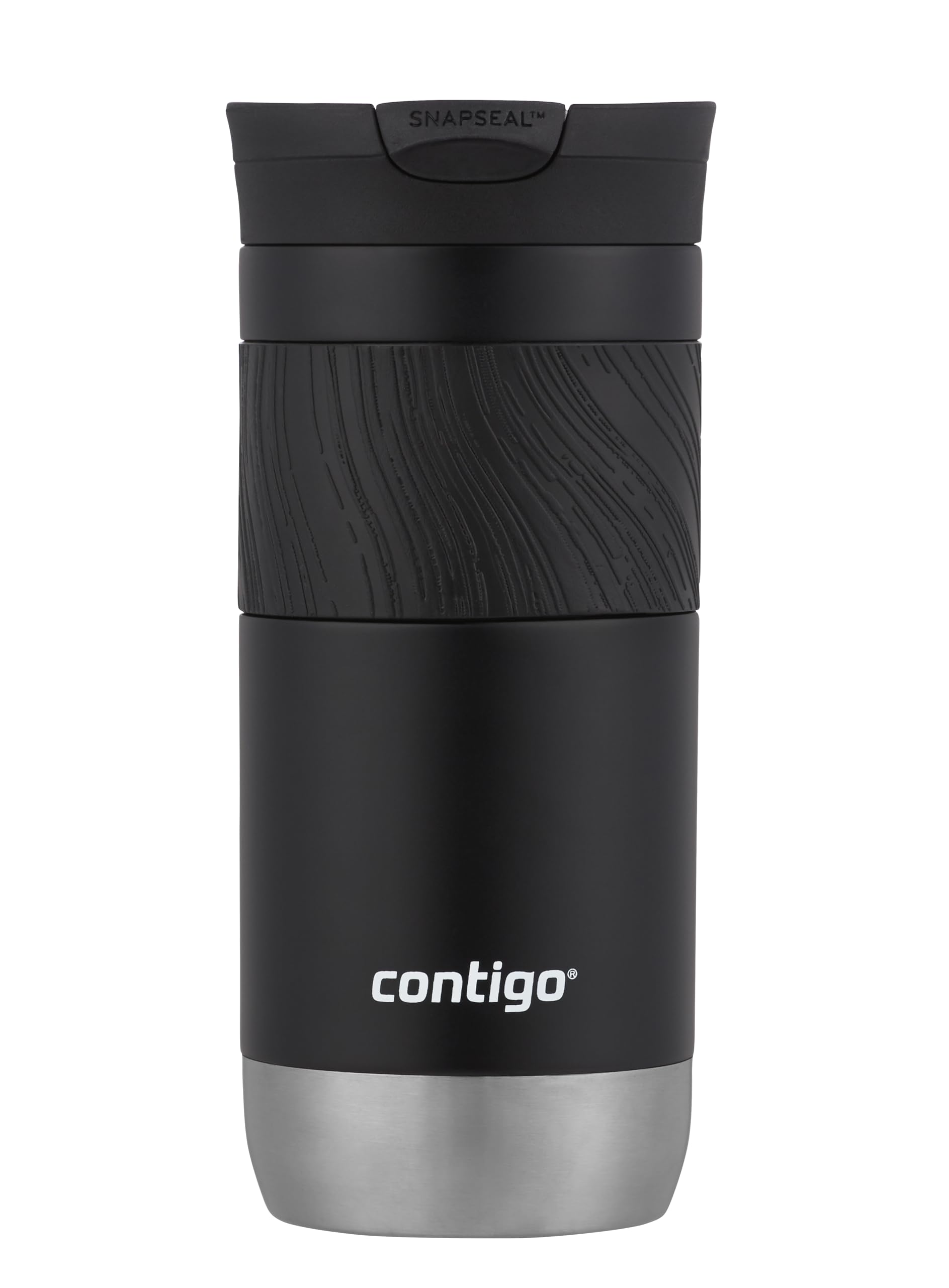 Contigo Byron Snapseal Travel Mug | Stainless Steel Thermal-Mug | Insulated Coffee to go cup | 100% leakproof | Keeps hot for 7 hours | Dishwasher safe lid | 470 ml | Licorice — image 1