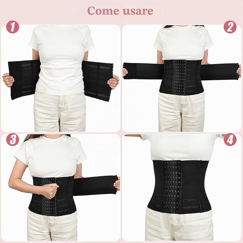 Fascia Addominale Dimagrante, Regolabile Snellente Cintura, Pancia Piatta Sport Waist Trainer, Traspirante Waist Trimmer Belt con 6 File di Ganci, per Corsa, Palestra, Yoga, Donna e Uomo