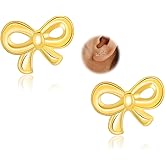 Tiny Bow Earrings for Women Cute Gold Stud Earrings Simple Minimalist Small Dainty Earrings 4mm