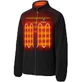 ORORO [Upgraded] Men's 4-Zone Fleece Heated Jacket with Heated Collar, Heating Fleece Jacket with Battery