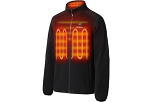 ORORO [Upgraded] Men's 4-Zone Fleece Heated Jacket with Heated Collar, Heating Fleece Jacket with Battery