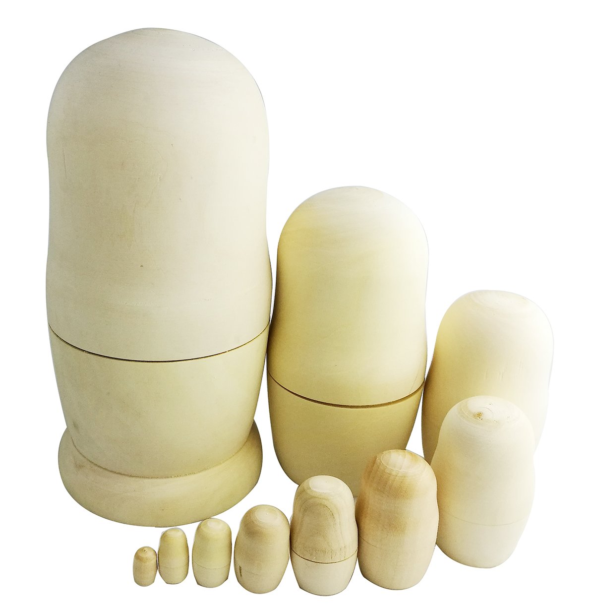 Set of 10 Creative Original Blank Unpainted Wooden Russian Nesting Dolls Matryoshka Kids Drawing Toys Christmas Birthday New Year Gifts