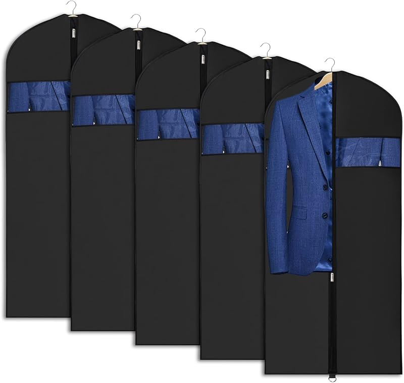Univivi Garment Bag 43 Inch Set of 5 Clear Foldable 60x109 cm