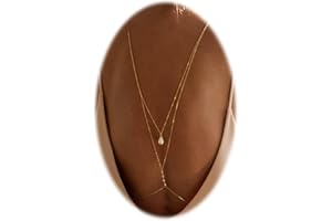 EYRAEVOR Pearl Backdrop Necklace for Backless Dress Back Necklace Bridal Long Gold Drop Back Chain Body Jewelry