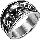 Stainless Steel Cool Skull Rings Gothic Death Skull Skeleton Cocktail Party Biker Statement Retro Vintage Ring