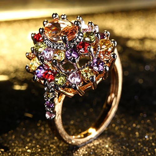 JIANGYUE AAA Grade Cubic Zirconia CZ Diamond Rhodium Rose Gold Plated Multi-Stone Ring for Women Girl Party Club Fashion Party Lady Women's Ring Jewelry Size 5 6 7 8 9 10