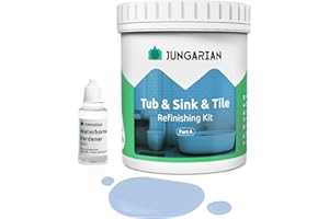 Jungarian Tub and Tile Refinishing Kit 35oz, Low Odor Countertop Paint, Shower Sink Paint for Bathroom Kitchen, 50-55sq.ft Semi-Gloss Sky Blue