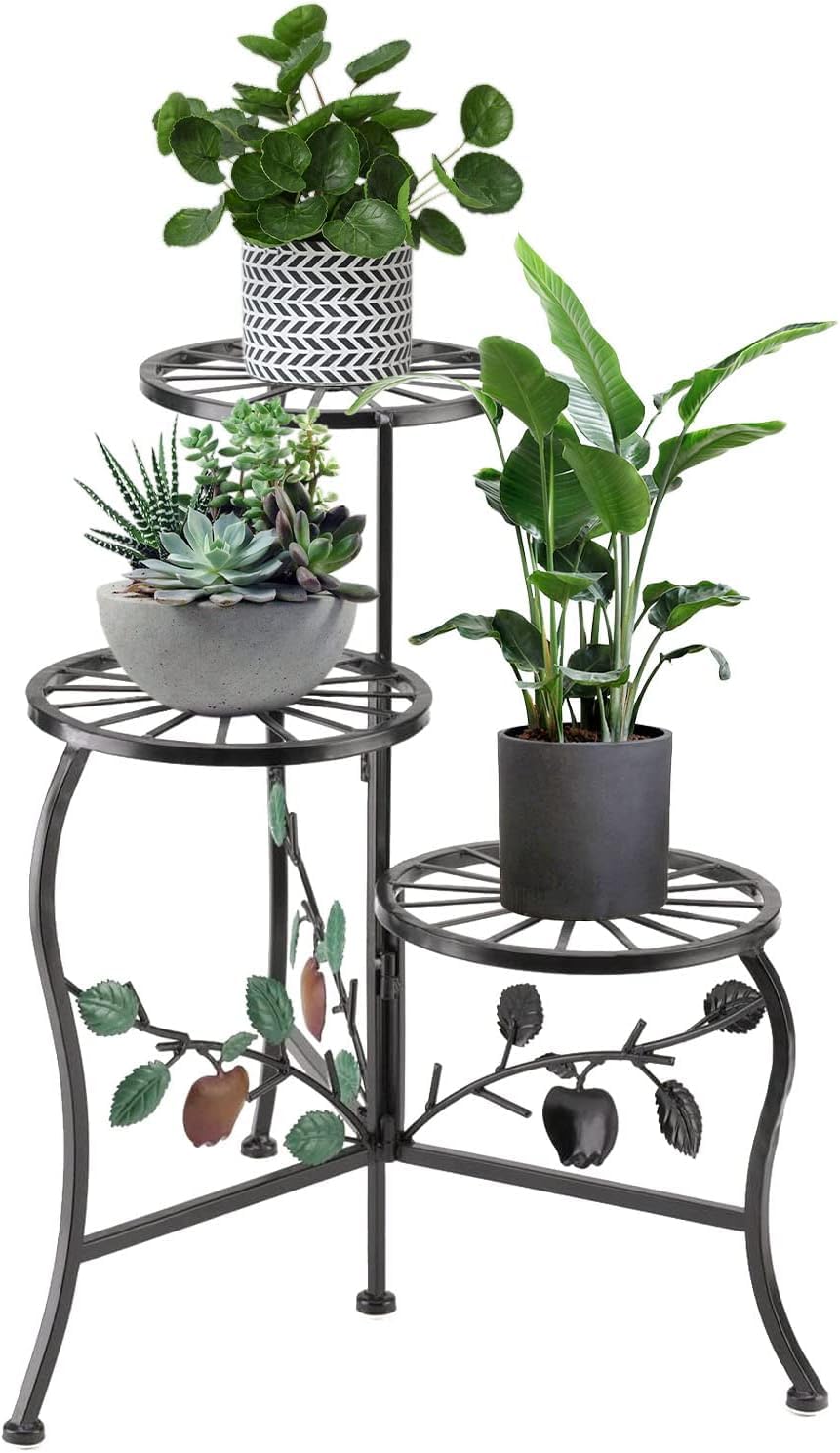 n.b.y. 3 tier metal plant stand indoor outdoor fold waterproof flower plant fit for garden balcony p