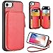 ZVE Wallet Case for iPhone SE 2022 5G for Apple iPhone 8iPhone 7, 4.7 inch, Zipper Wallet Case with Credit Card Holder Slot Handbag Purse Wrist Strap Protective Case for iPhone 8/7- Red