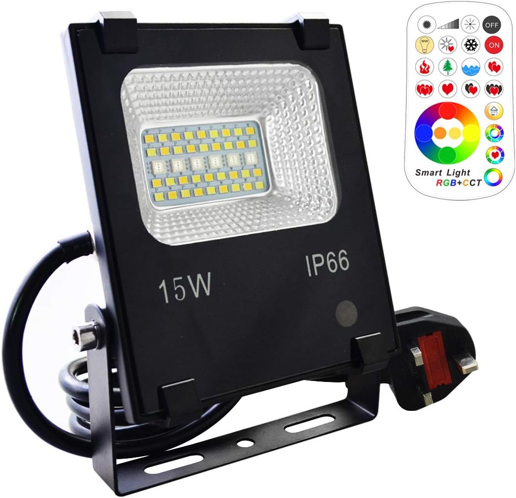 Mobri 15W LED Floodlight,Outdoor/Indoor Colour Changing Flood Lights