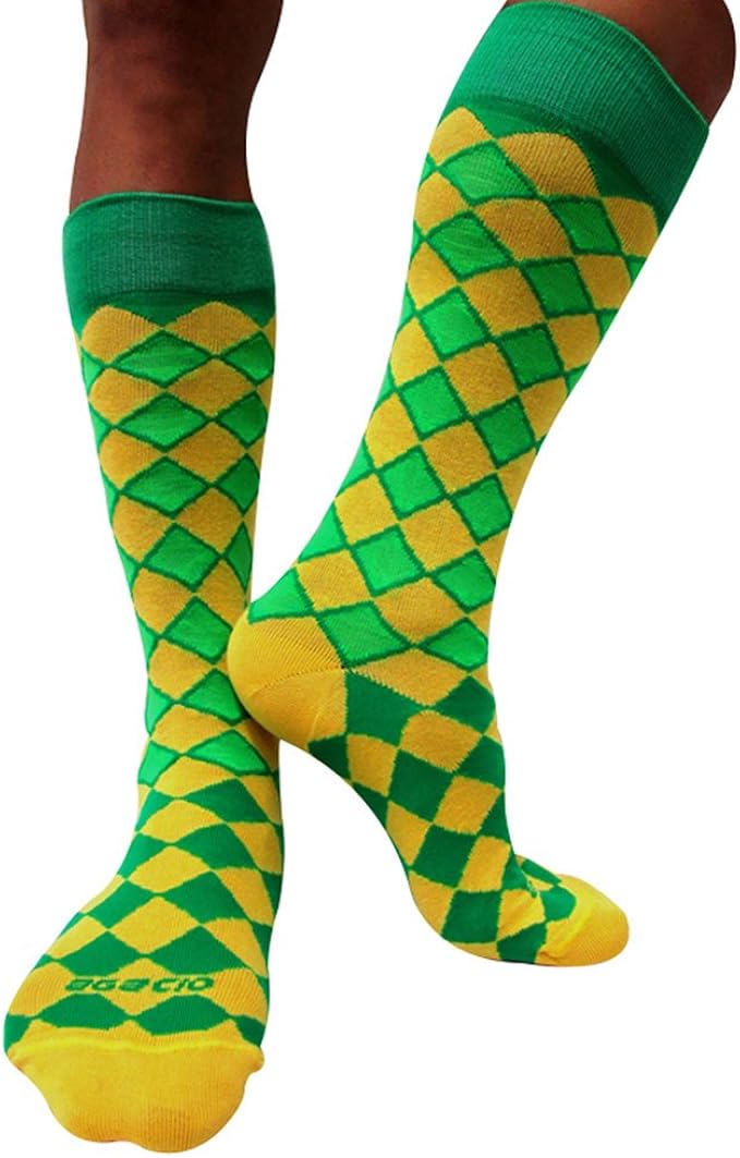 Agacio AG090009 Executive Diamonds Sock Yellow/Green Mens Socks Amazon