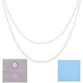 Craftdady 1 m 925 Sterling Silver Curb Chains 2.5 mm Unwelded Cuban Chain Link Bracelet Necklace Jewelry Chains for Permanent Jewelry Making with Polishing Cloth & Velvet Bags