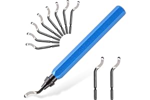 Romeda Deburring Tool with 11PCS High Speed Steel Rotary Blades, Deburring Tool 3D Printing with 1 Blue Handle for Resin, Metal, Plastic, PVC Pipes and Copper