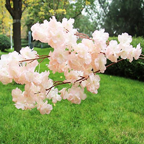 JIALE3536 Artificial Flowers,Fake Flower,Silk Flower The Sakura Fake Flower Cherry Tree Peach Wedding Decoration Indoor Floor Decoration Plastic Arch Silk Flower,Champagne Color
