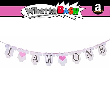 Amazon Com I Am One 1st Birthday Banner Set Pink Baby Girl 1st