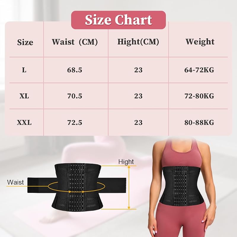 Fajas Reductoras Mujer, Deportiva de Fitness Waist Trainer, Adelgazante Deporte Cintura Entrenador Ajustable, Lumbar Fajas Reductoras Abdomen para Mujer y Hombre Negro (L)