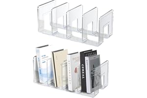 Arimilk Acrylic Desk File Organizer/Clear Purse/Handbag/ - 2PCS Mesh Divider Folder Sorter-Office Bookshelf Display Stand Holder（2-Transparent- 4 Sections ）