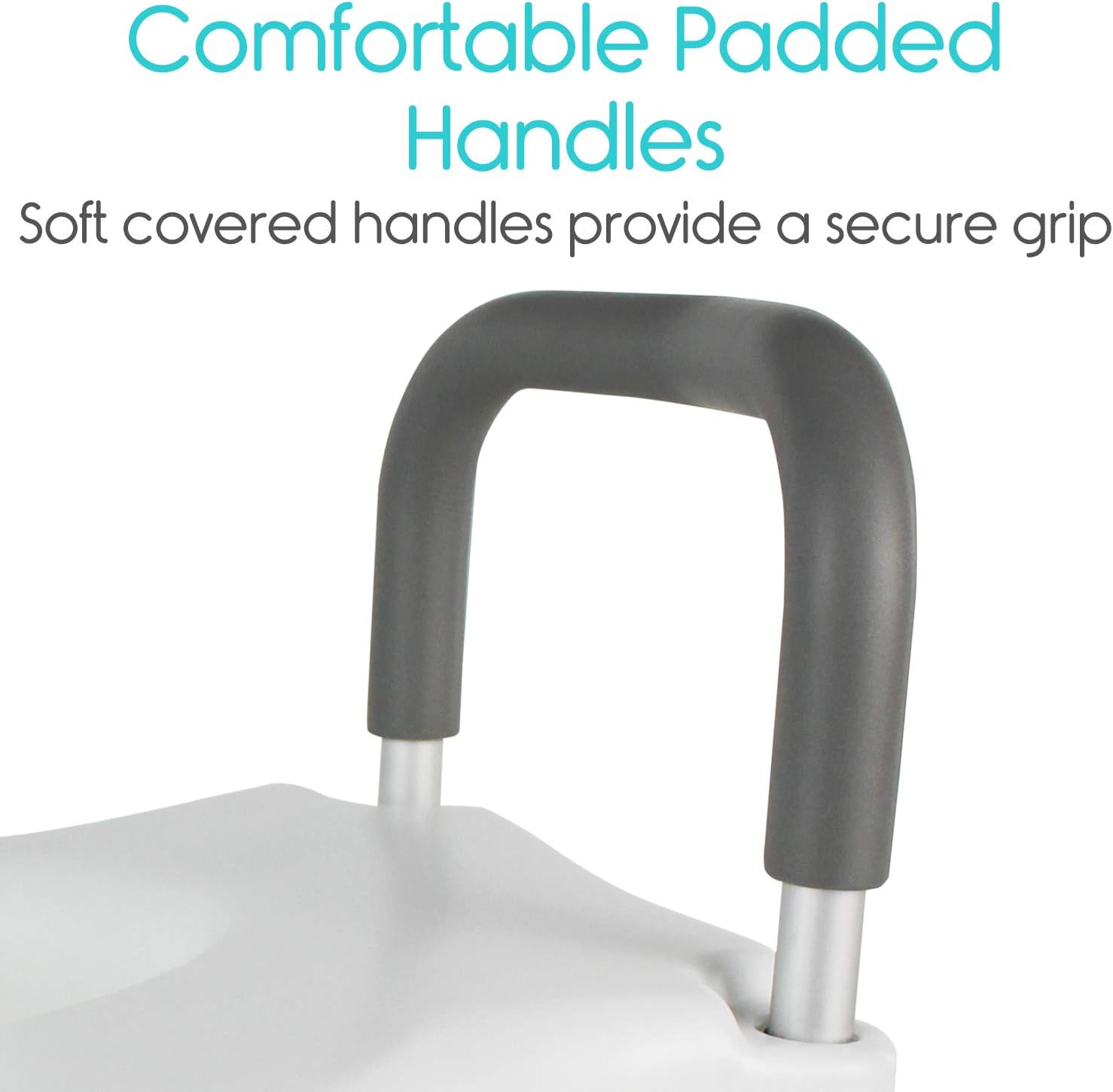 Vive Raised Toilet Seat - 5" Portable, Elevated Riser with Padded Handles - Elongated and Standard Fit Commode Lifter - Bathroom Safety Extender Assists Disabled, Elderly, Seniors, Handicapped (1): Health & Personal Care