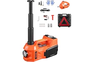VEVOR Electric Car Jack, 5 Tons /11000 lbs, Electric Scissor Jack with Built-in Inflator, 12V Tire Change Replacement with Electric Impact Wrench & LED Light, Portable Jack kit for Sedan, SUV, Truck