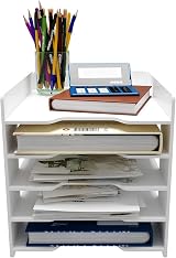 PUNCIA 5-Tier A4 Desk Paper Tray Organizer White Filing Holder view 7