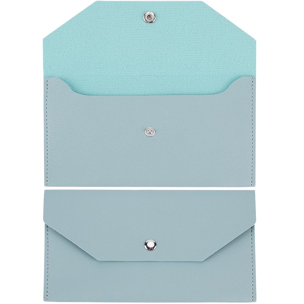 CREATCABIN Blue Cash Envelope Wallet PU Leather Cash Small Money Bag Wallet Organizer Waterproof Slim Pouch Reusable for Money Receipt Budget Binder Holder Women Men Office Supplies 3.81x6.89in
