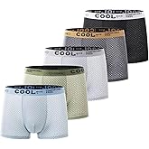 LuxeCore Men's Boxer Briefs Sports 5-Pack - AirMesh Ultra Breathable Underwear,Multi-Color