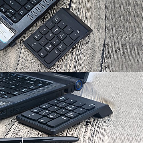 Wireless Numeric Keypad, Wirezoll 2.4G Number Pad, 18 Keys Wireless Silent Numeric Keypad with Mini USB Receiver, for Laptop, PC, Desktop, Notebook and More - Black - Thumbnail 2