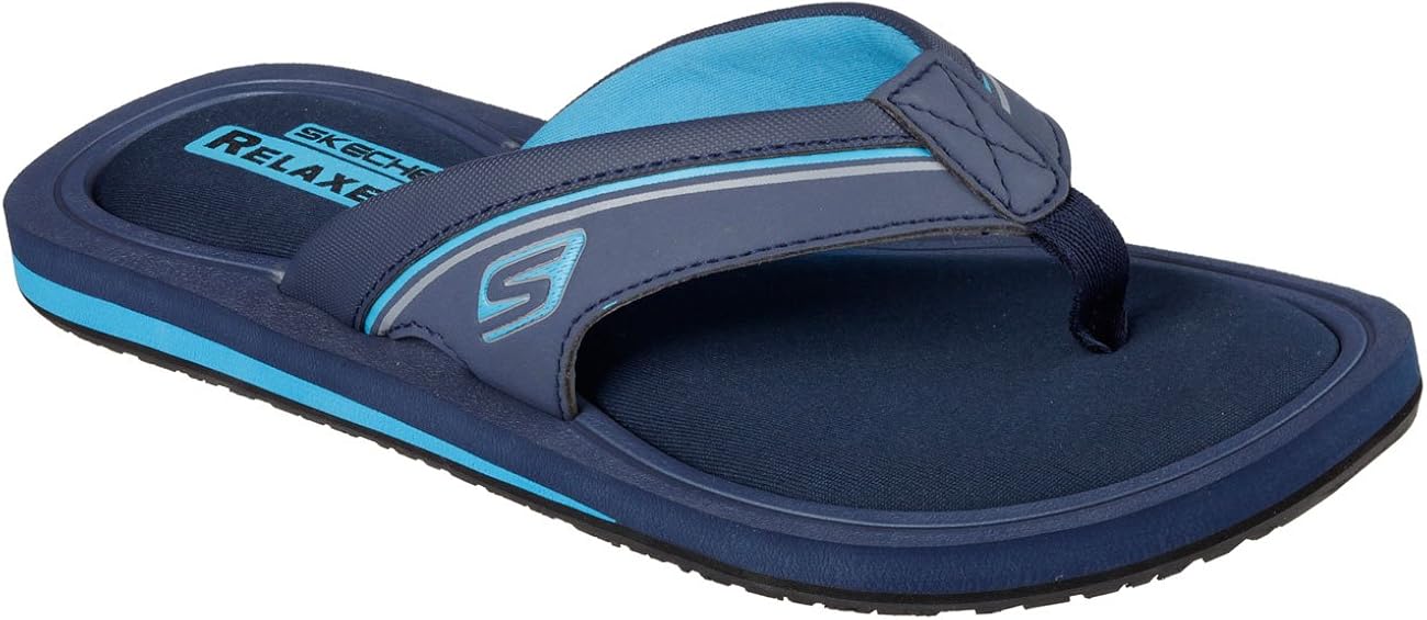Amazon.com | Skechers Relaxed Fit Lift Mens Flip Flops Sandals Navy/Blue 12 | Sandals