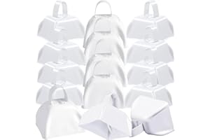 LOSYHU 15 Pack 3 Inch Cowbells White Loud Cow Bells Noisemaker Cheering Bell with Handles, Small Cow bell Hand Percussion Cowbells for Sporting Events, Football Games and Celebrations