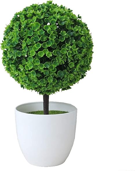Amazon 人工植物人工鉢植えの小さな丸い木草ボールミニプラスチック製のオフィスデスク 家や友人の贈り物のための偽物の植物家の装飾のための偽物の植物 グリーン 人工観葉植物 オンライン通販