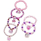 COLORFUL BLING Boho Heishi Surfer Bracelets Set Cute Cat Capybara Vinyl Disc Clay Beaded Stretch Bracelets for Women Stackable Enamel Animal Charms Bracelet Friendship Jewelry Gifts