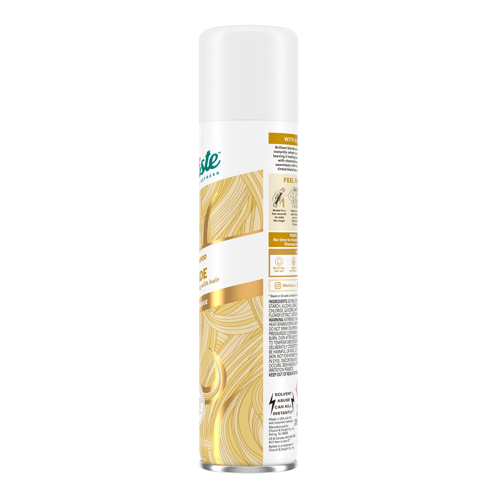 Batiste Dry Shampoo, Brilliant Blonde, 6.73 fl. oz. (Pack of 3)