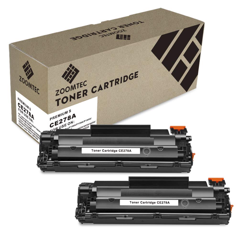 ZOOMTEC CE278A 78A Toner Cartridges Compatible for HP Laserjet Pro P1606, P1606DN, P1600, P1560, P1566, M1536DNF, M1536 MFP - Black (Pack of 2)