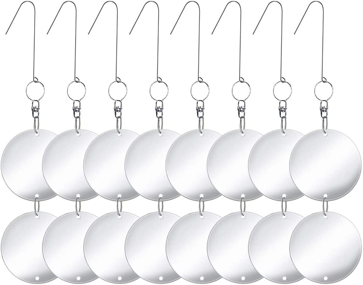 Monarchy Solutions Premium Metal Bird Deterrent Discs 16 Discs Set Reflective Hanging Device to Keep Birds Away Like Woodpeckers, Pigeons, Ducks, Herons, Grackles, Geese & Pest , Bird Blinder disks