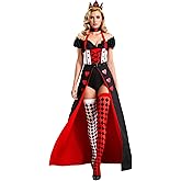 ZEXIGLAD Queen of Hearts Costume Women Halloween Costume Woman 2025 Alice in Wonderland Outfits Fancy Cosplay Dress for Adult