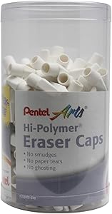 Pentel Arts Hi-Polymer White Cap Eraser, Canister Display - 240 Pieces (ZEH02-240)
