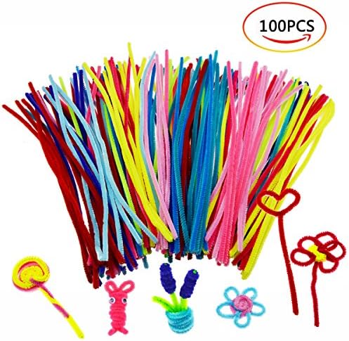 Chenille Stems,OWEV 100Pcs Assorted Colors Cleaners Chenille Stems for Art Craft 30cm/ 11.8"