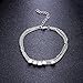 Wcysin Multi-Layer Silver Ankle Chain Bracelet for Women and Teen Girls